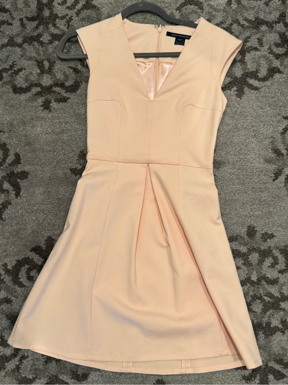 French Connection Blush Pink V-Neck Fit & Flare Dress